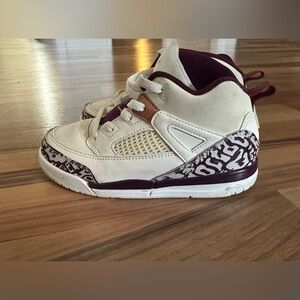 Jordan Shoes Spizike High-Top Sneakers White Burgundy Accents, Toddler Size 10C